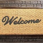 Rubber Moulded Coir Welcome Printed Doormat Long-Lasting, Heavy Duty, Large & Thick Entryway Rug for Indoor & Covered Door Entrances, Brown & Grey (75 cm x 45 cm)
