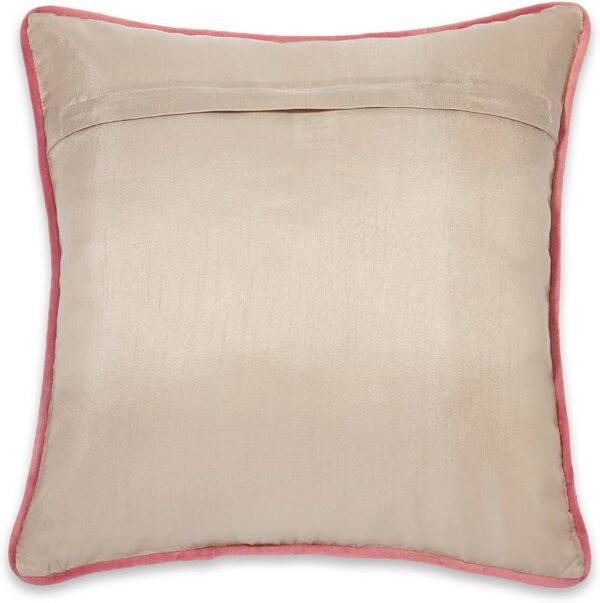 Cotton Decorative Embroidered Cushion Cover _ Knitted Chambray Front Throw Pillow Cushion Cover for Sofa Living Room _ 16Inch X 16Inch _ Pink Roses, 260 TC