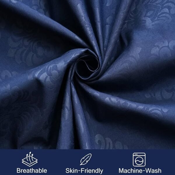 Hypoallergenic Rotary Printed Single bedsheet, Microfiber, Wrinkle Free with 1 Pillow Covers (60 x 90 Inches _ Navy Blue, Damas Design_