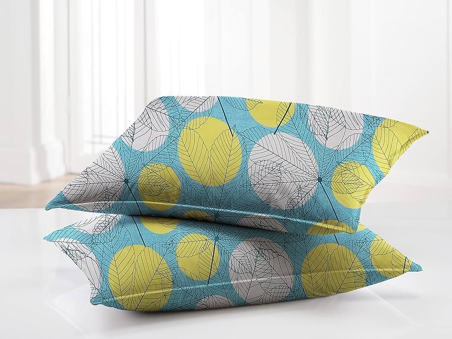 Printed 144 Tc Microfiber Double Bedsheet with 2 King Size Pillow Covers Breathable _ Wrinklfree _ Summer _ Topsheet (Light Green and White Cricle Print, 90 x 90 Inches)