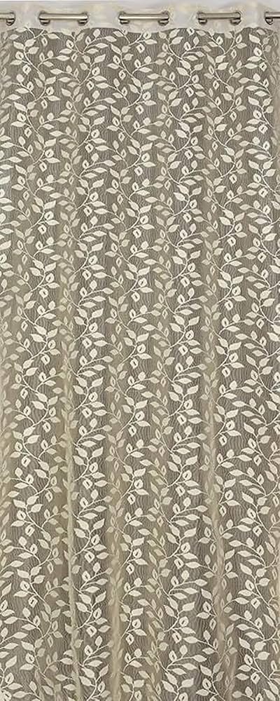 Semi Transparent Door Semi Sheer Grommet Curtains 7 Feet Set of 2, Cream