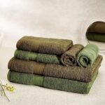 100_ Cotton 6 Piece Towel Set, 500 GSM (Sepia Brown and Olive Green) _