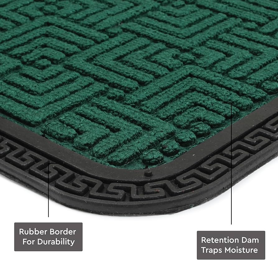 Polypropylene Main Door Entrance Mats (60x40 cm) _ Green _ Welcome Mat with Rubber Border _ Anti Slip Rubber Backing _ Footmat Ideal for Home, Outdoor, Balcony, Offices, Shops