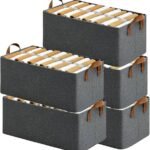 Premium Collapsible Fabric Storage Cubes Organizer with Handles Foldable Storage Baskets for Organizing Toys, Books, Shelves, Closet (4 PCS, Big Storage Box)