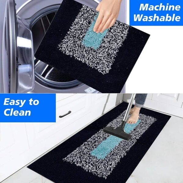 Runner Mat Pack Of 2 Pcs Floor Mat Runner With Anti Skid Backing For Kitchen-Yoga-Living Room-Bed Room Rugs 16_X 24_ And 17_X 47_ Inch Cotton Thread, Light Green