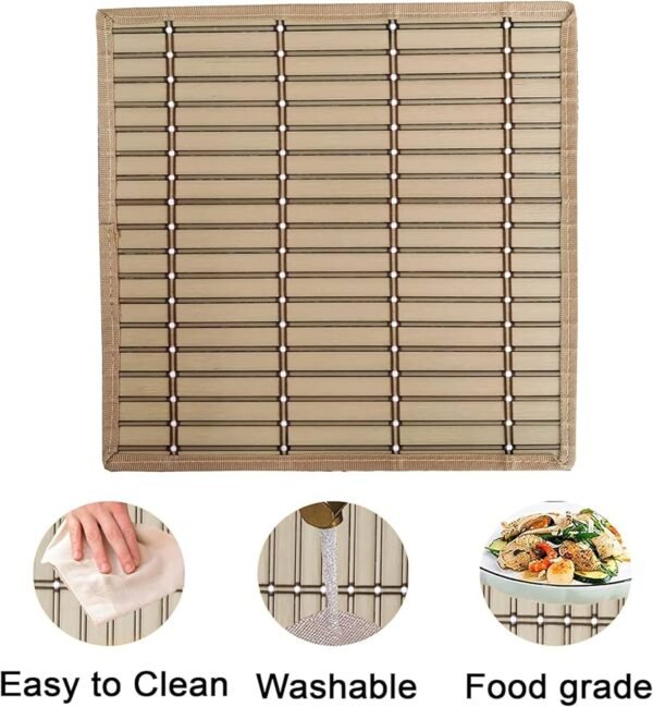 Heat Resistant, Waterproof 2mm Thick PVC Placemats for Dining Table_Eco-Friendly Colorful Place Mats for Dining Table, Dining Table Mate-(12x12 inch) (Beige, Set of 4) _