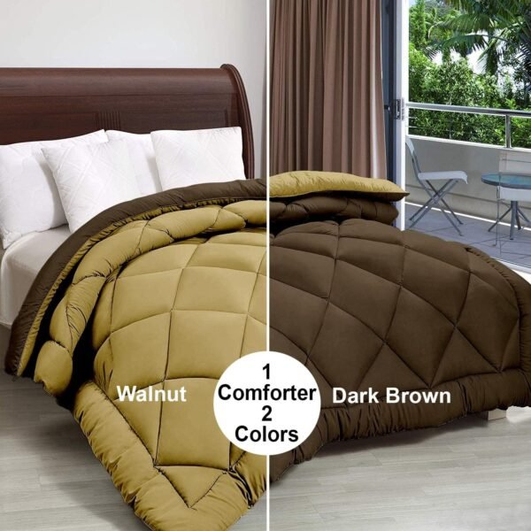 Reversible  Comforter Double Bed King Size Quilt Blanket for Winter (200 GSM, Walnut & Dark Brown)