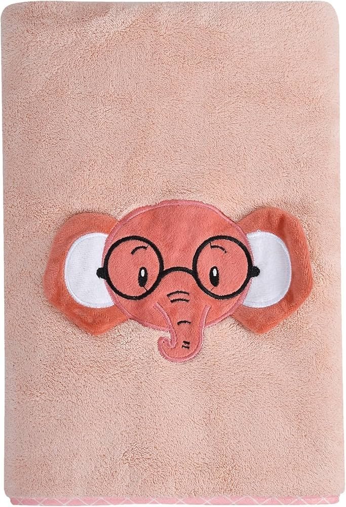 Premium Microfiber Kids Bath Towels Quick Drying Towels for Unisex Kids Cartoon Print Baby Towel for Boys and Girls (70 x 140 Cms, Pack of 1) - Peach