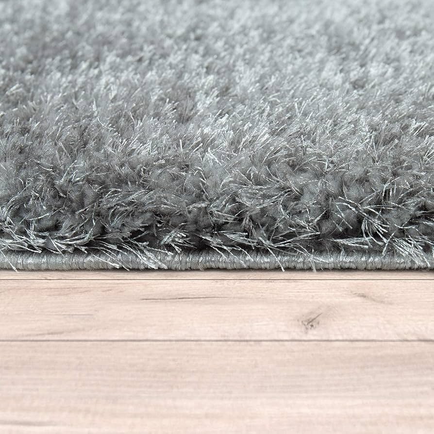 Super Ultra Modern Soft Shaggy Handcrafted Anti-Skid Silk Touch Carpet, Size 2x6 Feet, Color GREYY