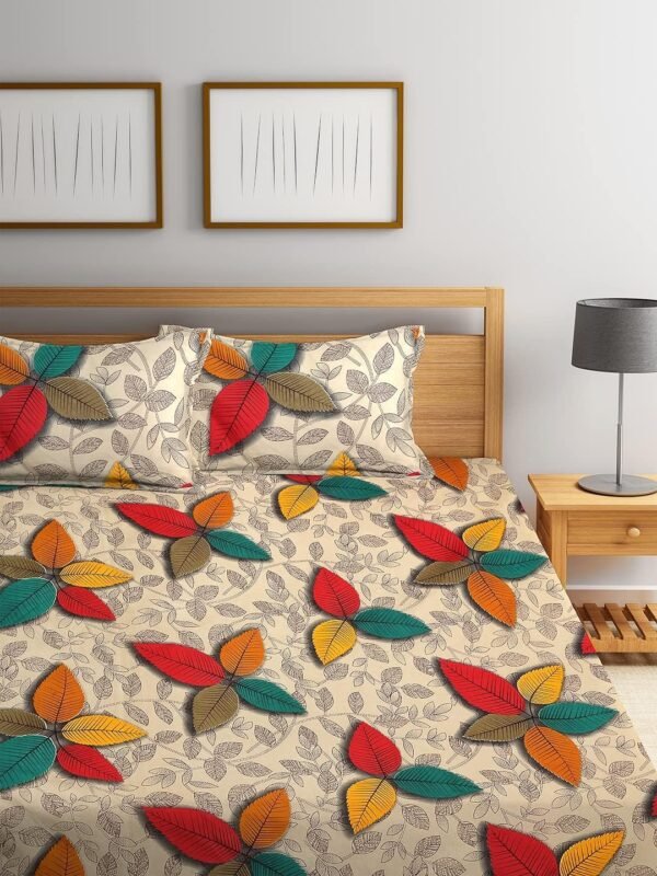 Microfibre 3D Floral Multi Double Bedsheet with 2 King Size Pillow Covers _