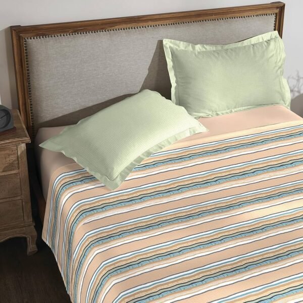Classic Collection King 3-Piece Bedsheet Set, 100_ Cotton, Double Bed (1 King Size Bedsheet with 2 Pillow Covers, 210-thread Count, Opulent Texture-Geo Play Aqua