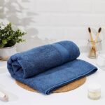 Premium Quality Cotton Bath Towel _ 500 GSM _ Fade Resistant _ Dark Blue