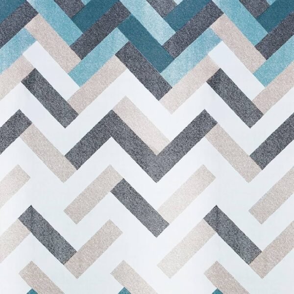 240TC Satin Finish, Microfiber Double Bed bedsheet, 225X250cm with 2 Pillow Covers, Cyan Blue & White Geometric