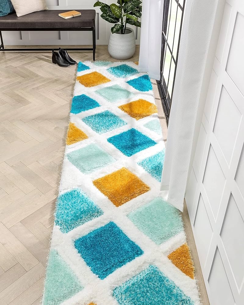 Super Ultra Modern Soft Shaggy Handcrafted Anti-Skid Silk Touch Carpet, Size 2x6 Feet, Color Multi
