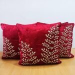 Cushion with Velvet Decorative Cushion Cover 16x16 Inch - Set of 5, Soft Lager Tree Square Throw Pillow Covers for Sofa, Living Room or Home Decor - 40x40 cm (Maroon) _