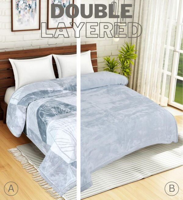 Double Bed blanket for Heavy Winter, 1000 GSM, 2 Ply, King Size Mink Blanket (210x240 cm) (Grey)