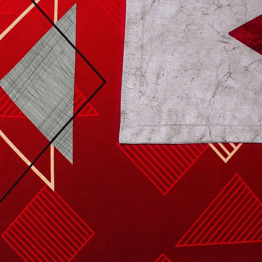 Gold Collection 300 TC Fine Cotton - Special Pattern Bedsheet with 2 Pillow Covers – for Bedroom Home Kids Room - Red & Grey