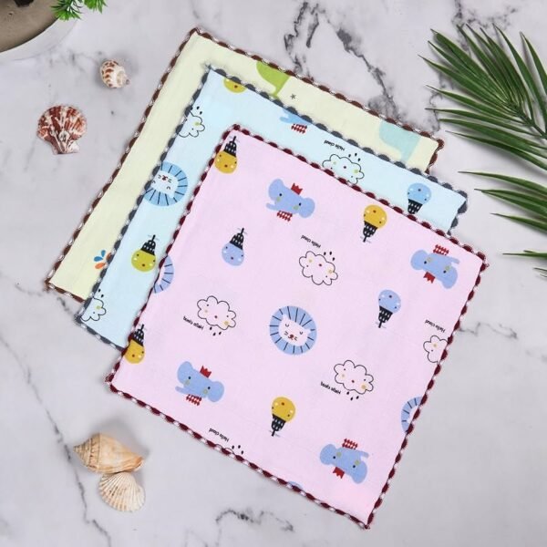 Cotton face Towel Unisex Baby rumal wash Cloth Women Hanky Size (10 _ 10) inch Combo Set of Pack (6)