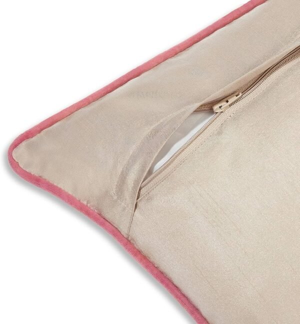 Cotton Decorative Embroidered Cushion Cover _ Knitted Chambray Front Throw Pillow Cushion Cover for Sofa Living Room _ 16Inch X 16Inch _ Pink Roses, 260 TC