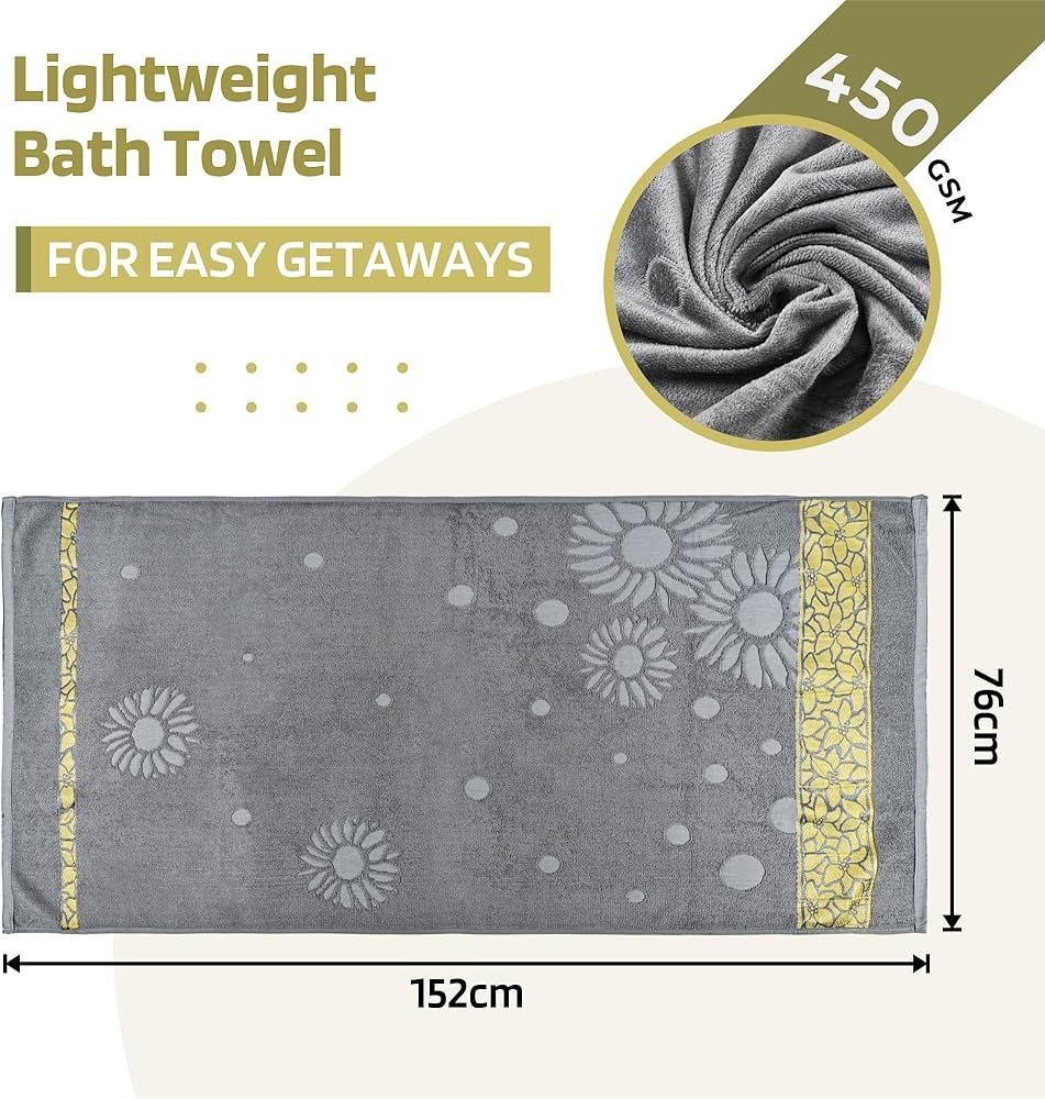 Pack of 3 Soft Blend Cotton Bathing Towel For Men-Women _ 450 GSM Fade-Wrinkle Resistant Towels _ 30x60 Inches - Velvet Grey