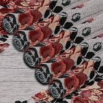 Floral Bunch Eco-Friendly Cotton Dining Table mats – Reusable, Machine Washable, Everyday Use Red & Black Rectangular Placemats, Set of 6 (33x47 cm)