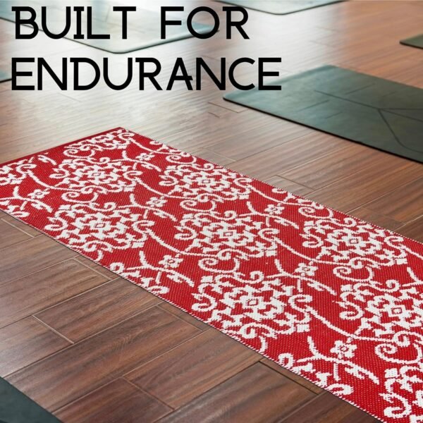 Premium Cotton Yoga Mat for Women & Men Organic Cotton sturdy Non-Slip Backing with Carry Bag & Strap 8mm Thick extra large for Home & Gym workout RED
