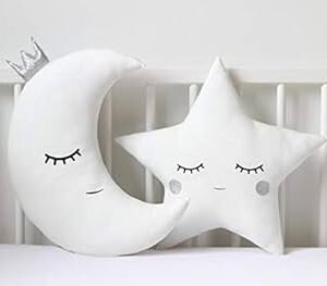 Velvet Baby Cushion Combo of 2 ? Moon & Star Shapes | Silver | Soft Crib Cushions & Cuddle Toys (Pack of 1)