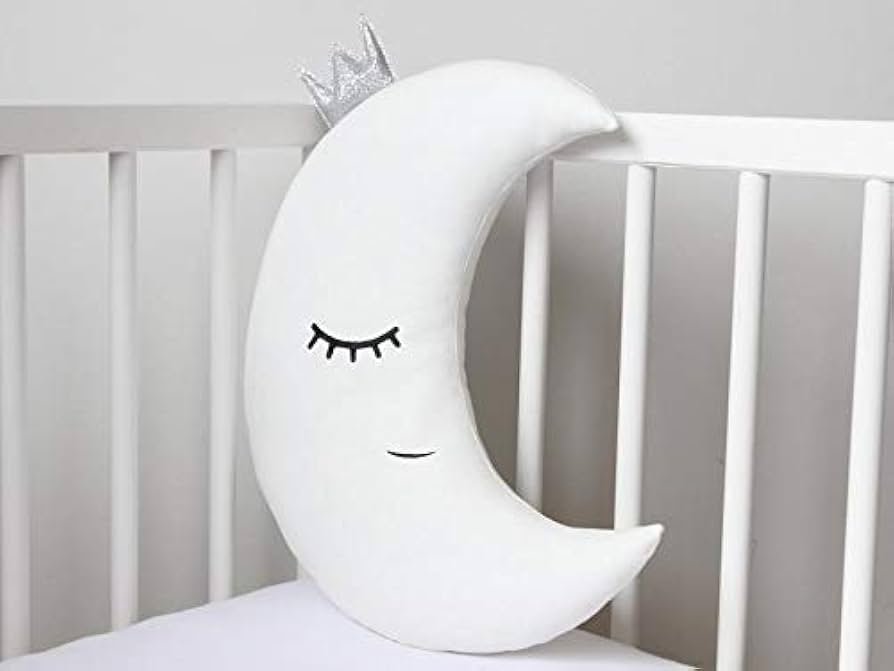 Velvet Baby Cushion Combo of 2 ? Moon & Star Shapes | Silver | Soft Crib Cushions & Cuddle Toys (Pack of 1)