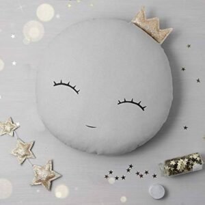 Velvet Baby Cushion ? Moon & Star Shape | Grey | Soft Crib Cushion & Cuddle Toy (30x30 cm, Pack of 1)