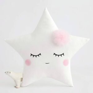 Velvet Baby Cushion Combo of 3 ? Moon, Star & Cloud Shapes | Pink Blush, Soft Crib Toys for Kids