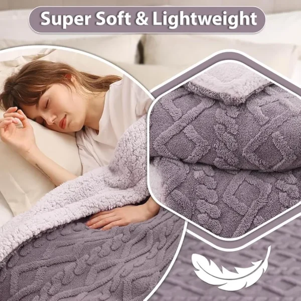Sherpa Double Bed Blanket – 500 GSM Luxurious Reversible Fluffy Winter Quilt/Rajaai, Super Soft & Warm (Lavender, 230×220 cm, 3 kg)