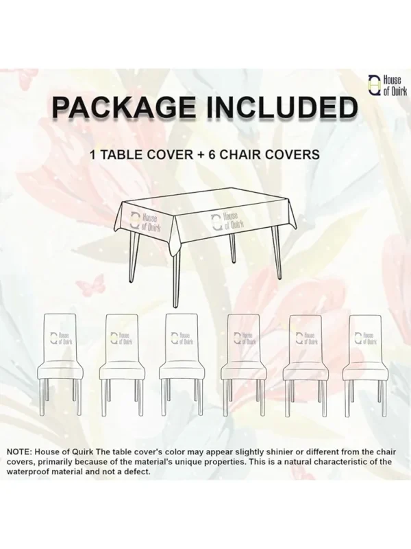 Dining Chair Covers with Waterproof PVC Table Cloth Set – Multicolor, 1 Table Cover + 6 Chair Covers