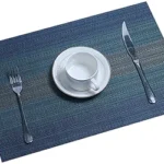 6-Piece Woven PVC Vinyl Dining Table Placemats | Stain-Resistant, Easy-to-Clean & Heat-Resistant Table Mats | Berry Blue | 18x12 Inches