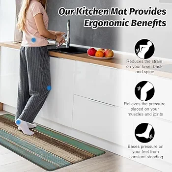 Non-Slip Memory Foam Kitchen Mat Set of 2 ? Waterproof, Cushioned Anti-Fatigue Microfiber Rugs for Home, Office & Laundry (40?120 cm + 40?60 cm)