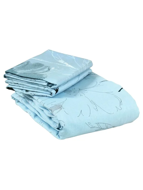 240 TC Cotton Bedsheet for King Size Bed – Sky Blue Floral Print | 1 Bedsheet with 2 King Pillow Covers (270 x 270 cm) | Soft & Durable
