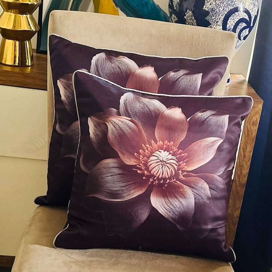 Satin Cushion Cover 16x16 Inches ? Hazel Floral Charm | Modern Luxurious Design