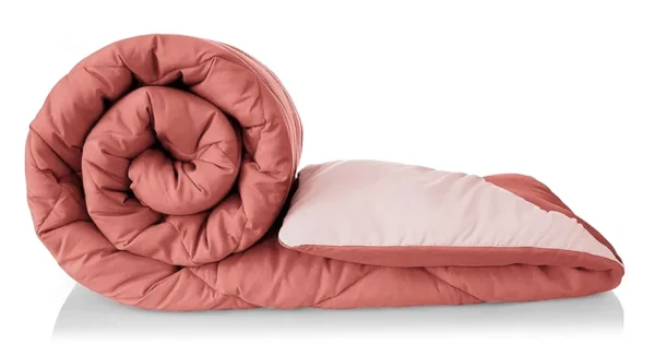 220 GSM Solid Plain Reversible Microfiber AC Comforter – All-Season Single Bed Quilted Blanket/Duvet for Mild Winter & Summer (220×152 cm, Candy Pink)