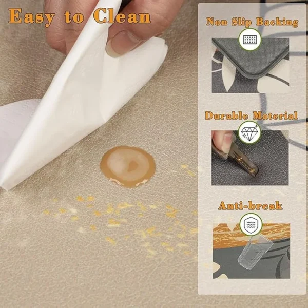2-Piece Non-Slip Memory Foam Kitchen Mat – Waterproof, Cushioned Anti-Fatigue Standing Mats, Rectangular Ergonomic Design (40×120 cm + 40×60 cm, White Flower)