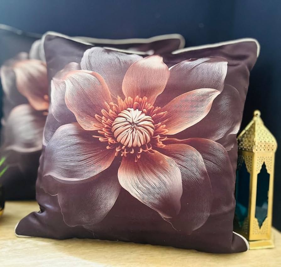 Satin Cushion Cover 16x16 Inches ? Hazel Floral Charm | Modern Luxurious Design