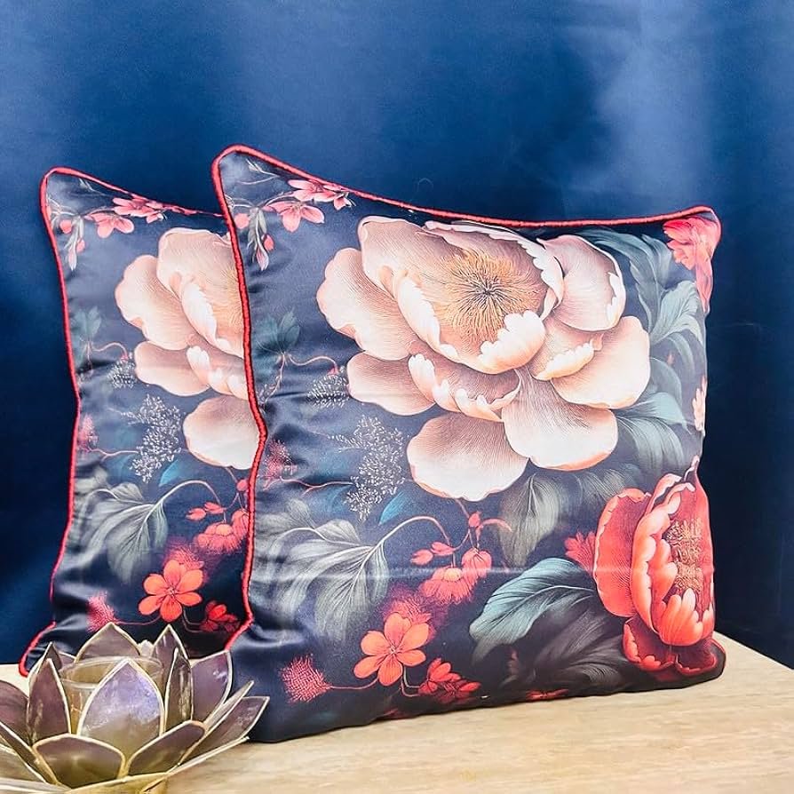 Satin Cushion Cover 16x16 Inches ? Vintage Petal Palette | Modern Luxury Floral Design