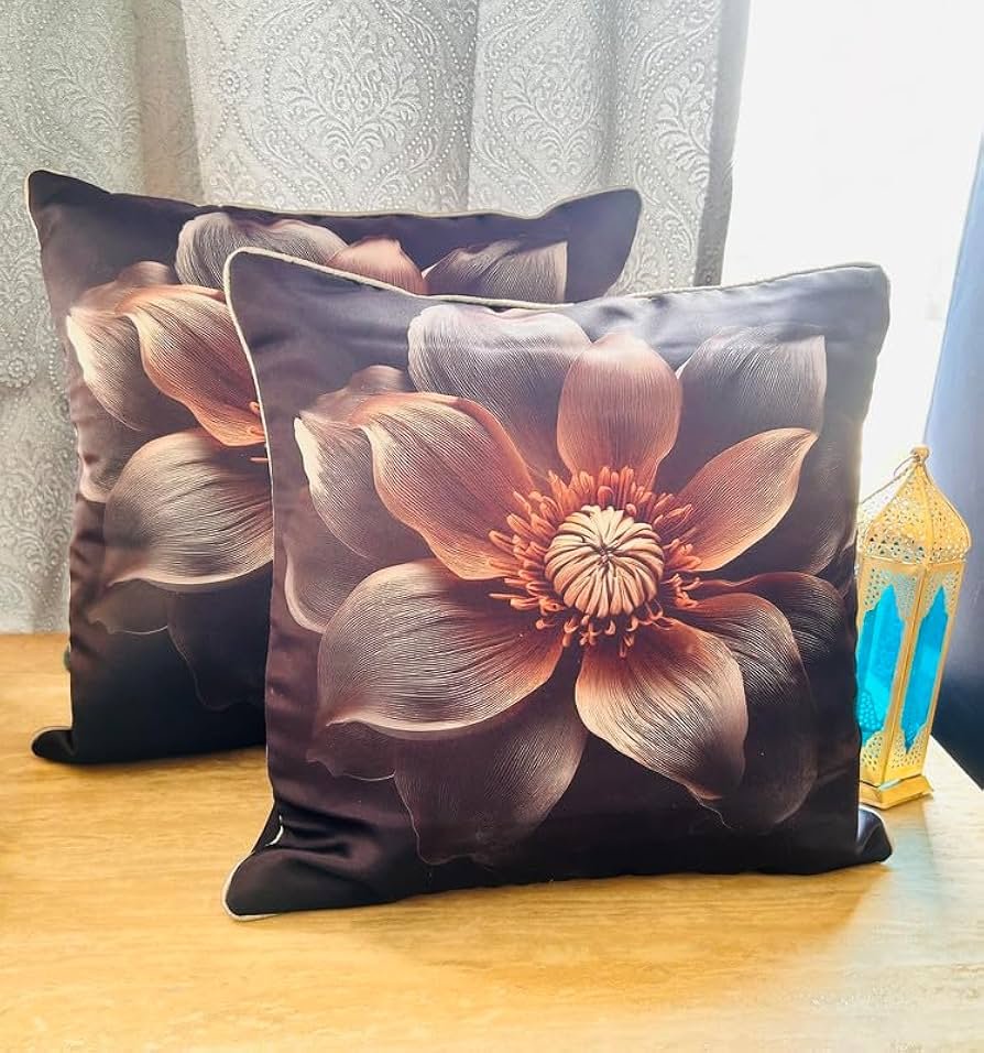 Satin Cushion Cover 16x16 Inches ? Hazel Floral Charm | Modern Luxurious Design