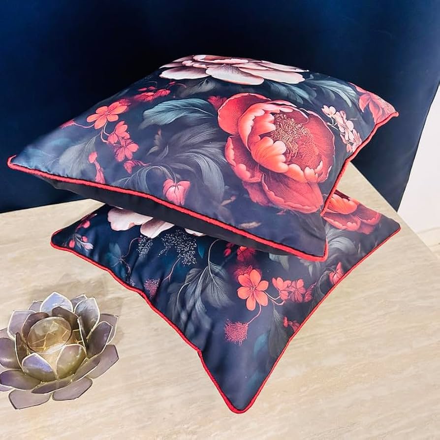 Satin Cushion Cover 16x16 Inches ? Vintage Petal Palette | Modern Luxury Floral Design