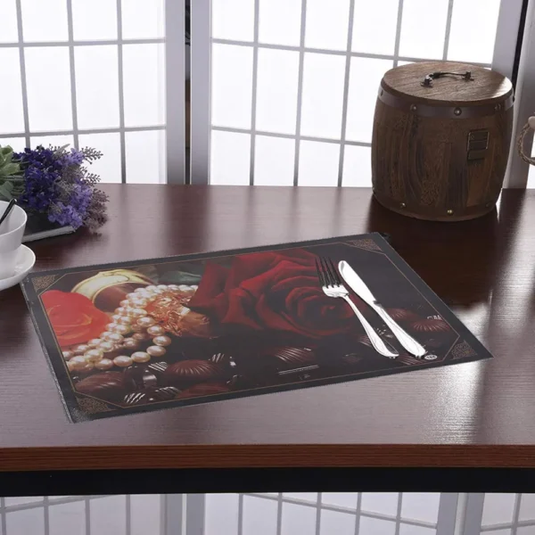 6-Piece Reversible Dining Table Placemat Set | Multicolour PVC | Rectangular | Wedding & Special Occasion Table Decor