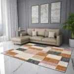 Rust-Colored Indoor Area Rug – 5x7 Feet Machine Washable Non-Slip Carpet for Living Room, Bedroom & Home Office