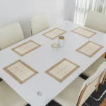 6-Piece Dining Table Placemat Set | Flower Maiva Design | PVC Table Mats for Kitchen & Dining | Cream | 44x30 cm