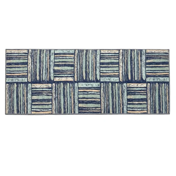 Blue Tufted Runner Rug – 2x5 ft | Anti-Skid, Machine Washable Indoor Carpet for Living Room, Bedroom & Office