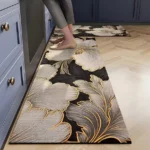 2-Piece Non-Slip Memory Foam Kitchen Mat ? Waterproof, Cushioned Anti-Fatigue Standing Mats, Rectangular Ergonomic Design (40?120?cm + 40?60?cm, White Flower)