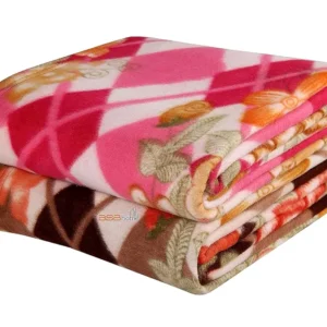 Super Soft Cloudy Printed King Size Blanket – Single Ply Mink Double Bed Blanket for Heavy Winter (220×230 cm, Multicolor, Beige & Rust, 3.5 Kg)