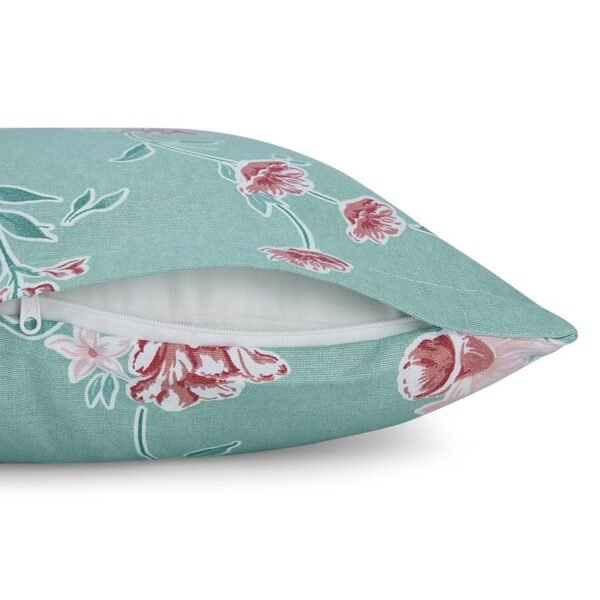 Floral Cotton Cushion Cover 16x16 Inches – Blush in the Sky Blue, Contemporary Style
