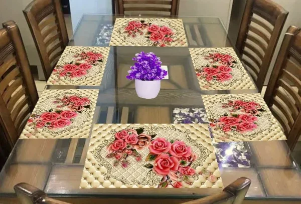 6-Piece PVC Dining Table Placemats | Washable, Waterproof & Heat-Resistant Table Mats | Reversible Plastic Placemats for Kitchen & Dining | Multi | 11x17 Inches